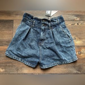 Paper bag boho denim shorts